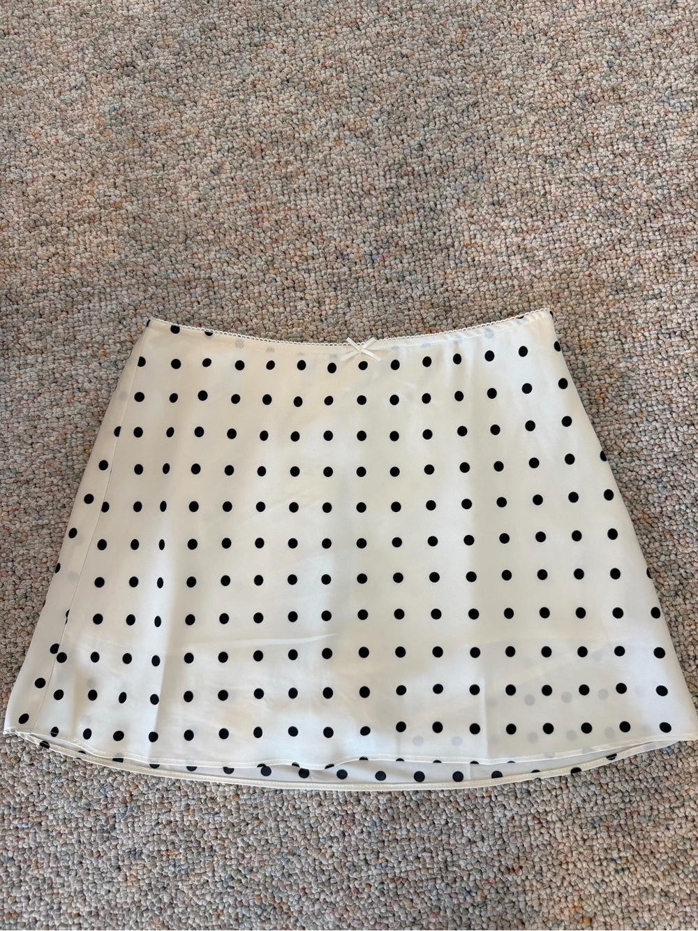 Cream Mini Skort with Black Polka Dots